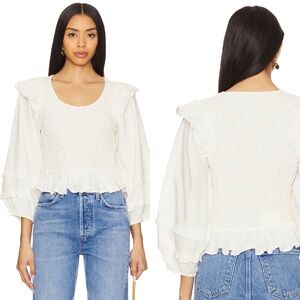 New Cleobella Veronika Smocked Blouse Sz L